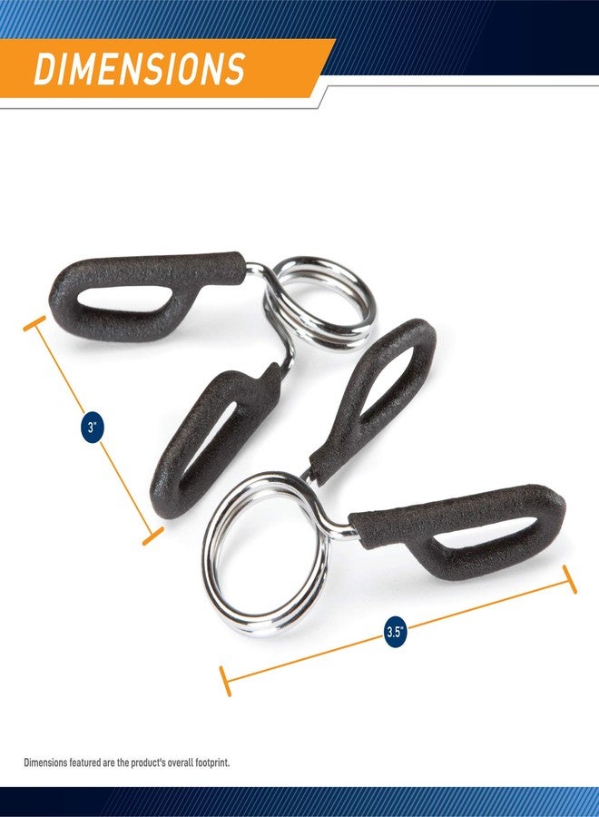 Marcy Weightlifting Accessory Spring Clip Collars for 1-inch Standard Size Weight Barbell Curl Bar and Dumbbell Handles (Sold in Pair) RBC-2, silver, 1 inch - Image 2