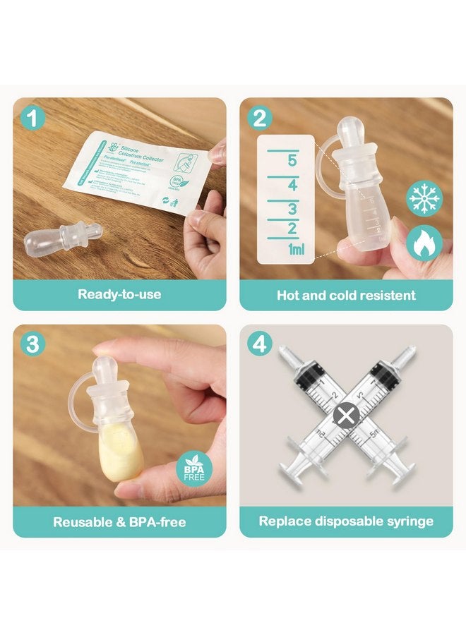 BumbleBee Colostrum Collector Syringes Reusable Breast Milk Collector, Multi-Use Colostrum Container with Storage Case, Cotton Wipe & Cleaning Brush, BPA Free, 5ml-6pcs - Image 3