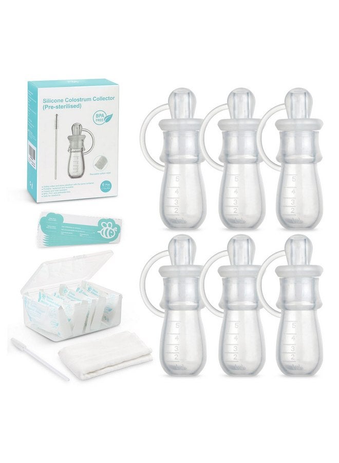 BumbleBee Colostrum Collector Syringes Reusable Breast Milk Collector, Multi-Use Colostrum Container with Storage Case, Cotton Wipe & Cleaning Brush, BPA Free, 5ml-6pcs - Image 1