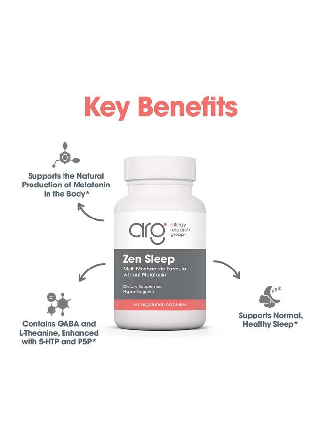اليرجي ريسيرتش جروب مكمل غذائي Zen Sleep من Allergy Research Group - يدعم النوم الصحي الطبيعي، P5P، 5-HTP، GABA، L-Theanine، توازن الجهاز العصبي، مضاد للحساسية، كبسولات نباتية - 60 كبسولة - Image 4