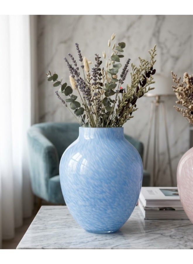 Modern Blue Glass Vase – Elegant Home Décor Piece, Blue Sky Color.