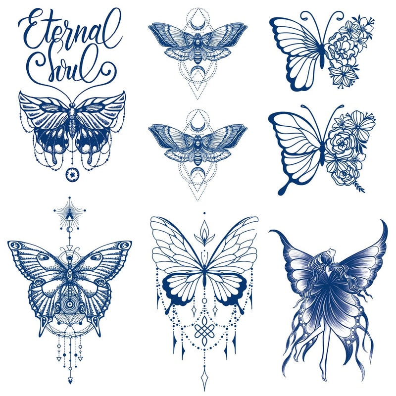 Semipermanent Butterfly Temporary Tattoos 6Sheet 2 Weeks Long Last Waterproof TattoosPlantBased Ink Tattoos Sticker for Adult Children