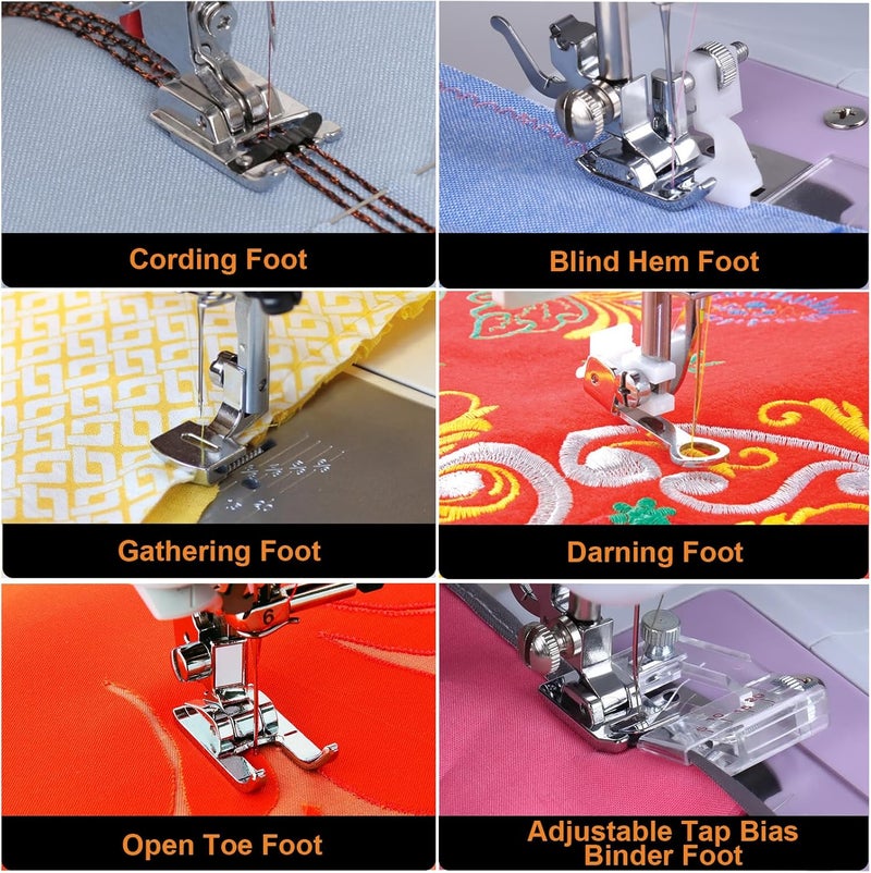 Kungfuking مجموعة أقدام ماكينة الخياطة 42 قطعة لبراذر، بيبي لوك، سنجر، جانومي، إيلنا، تويوتا، نيو هوم، سيمبليسيتي، نكشي، كينمور، ومعظم ماكينات الخياطة ذات الساق المنخفضة. - Image 4