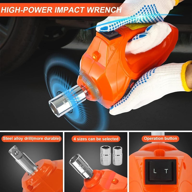 E-HEELP Electric Car Jack Kit 5Ton 12V Hydraulic Car Jack Lift (Lifting Range: 6.1~20.86 inch) with Electric Impact Wrench for SUV MPV Sedan Truck Change Tires Garage Repair - Image 3