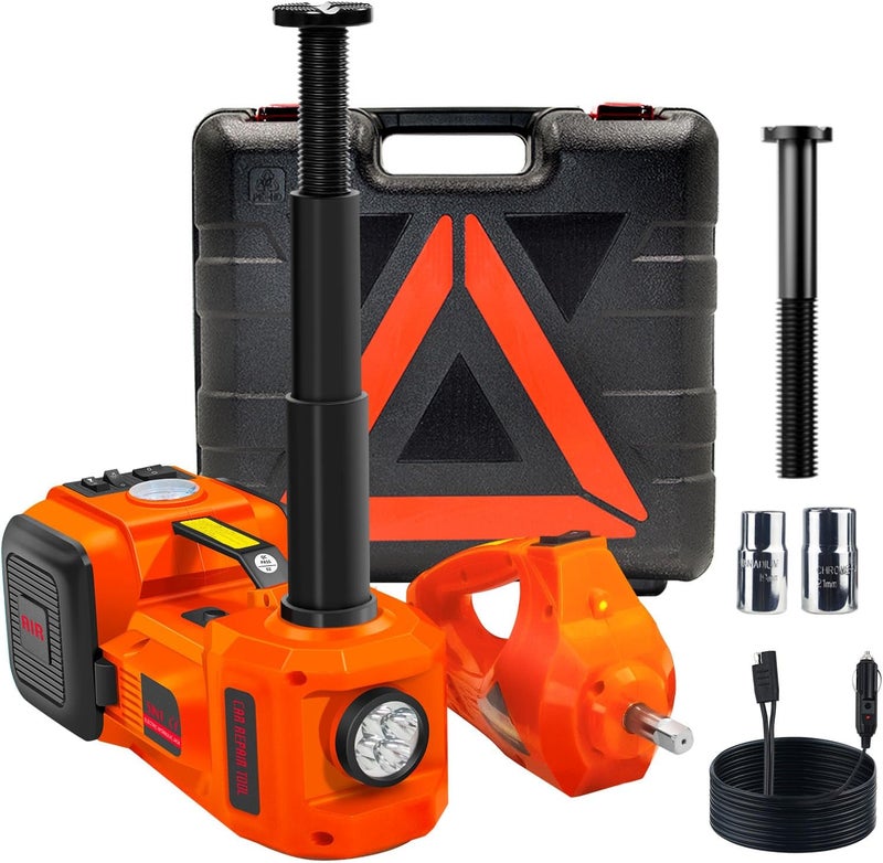 E-HEELP Electric Car Jack Kit 5Ton 12V Hydraulic Car Jack Lift (Lifting Range: 6.1~20.86 inch) with Electric Impact Wrench for SUV MPV Sedan Truck Change Tires Garage Repair - Image 1