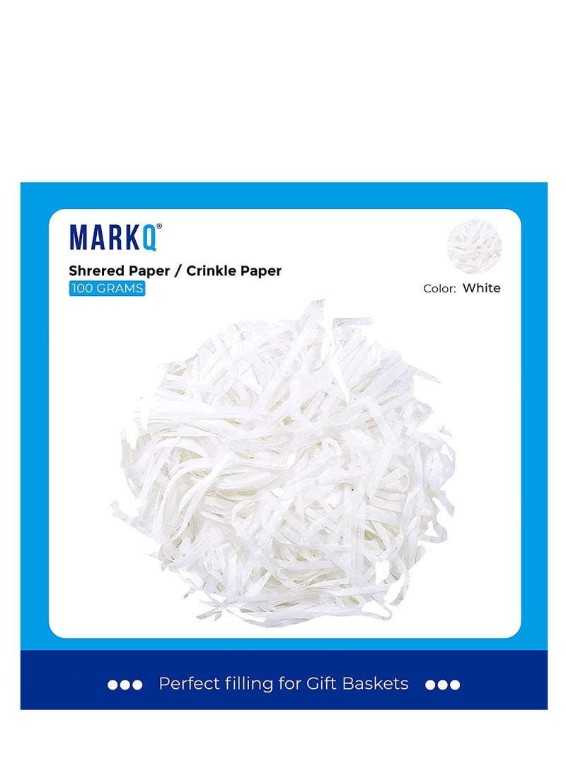 MARKQ 100 grams Crinkle Cut Shredded Paper Filler for Gift Wrapping Hamper - White  - Image 2