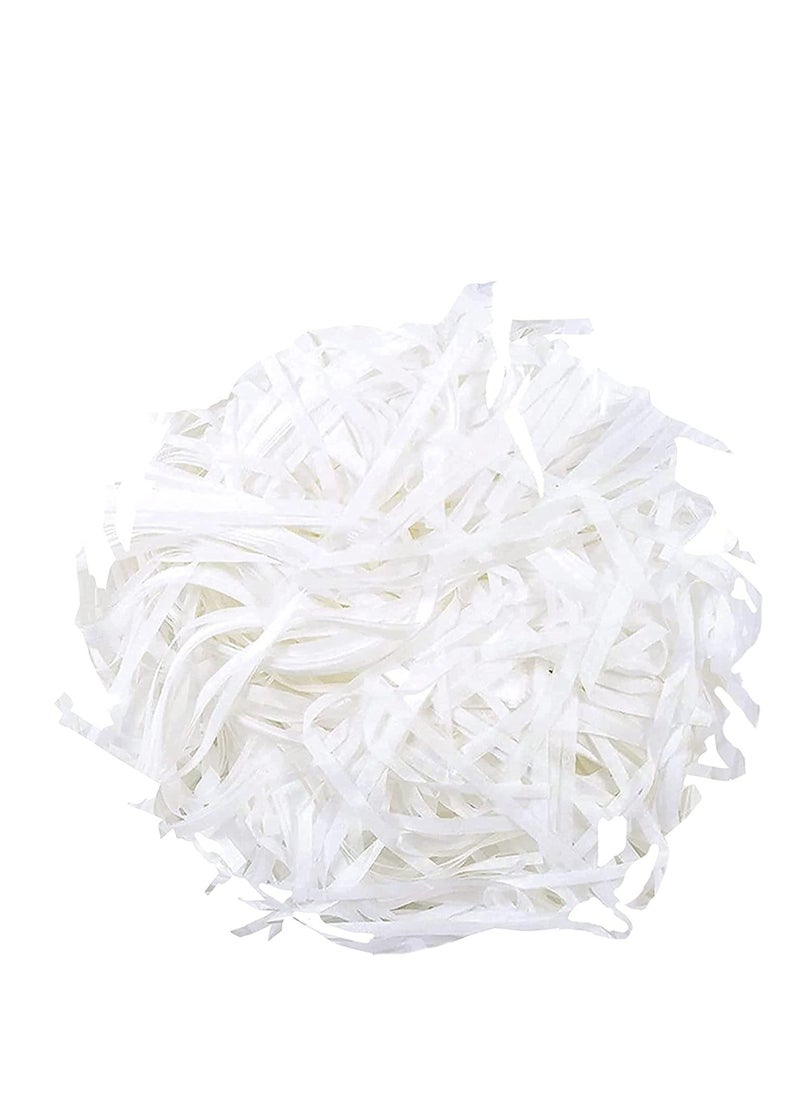 MARKQ 100 grams Crinkle Cut Shredded Paper Filler for Gift Wrapping Hamper - White  - Image 1
