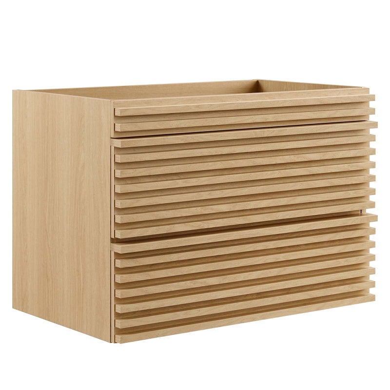 Modway Render 30 WallMount Bathroom Vanity in Oak  Sink Basin Not Included