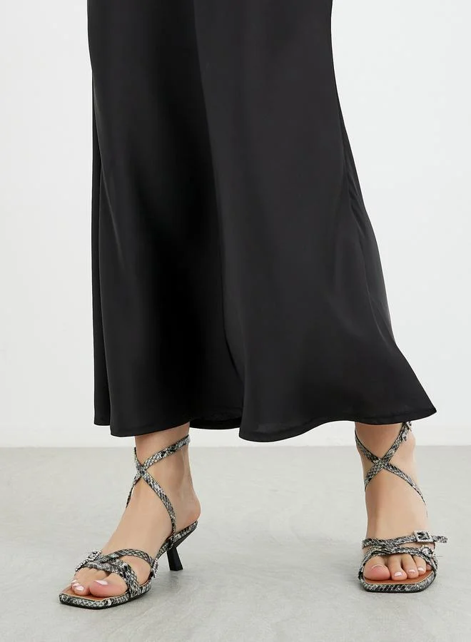 ستايلي Styli Animal Print Ankle Strap Heel Sandals