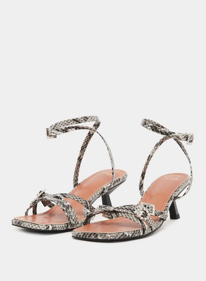 Styli Styli Animal Print Ankle Strap Heel Sandals