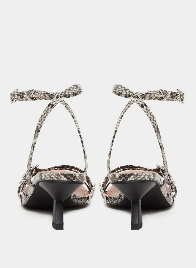 Styli Styli Animal Print Ankle Strap Heel Sandals