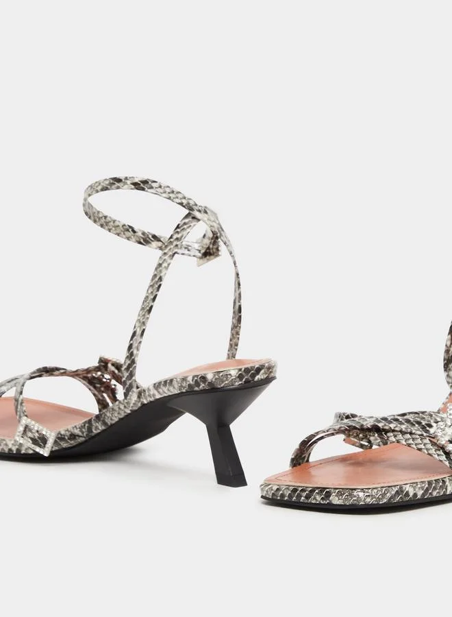 Styli Styli Animal Print Ankle Strap Heel Sandals