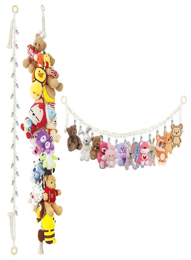 TecoKart® Soft Toy Organizer - 2 Meter Cotton Rope with 25 Clips, Convenient Hanging Storage for Kids Room, Ideal for Plush Toys Organization - Image 1