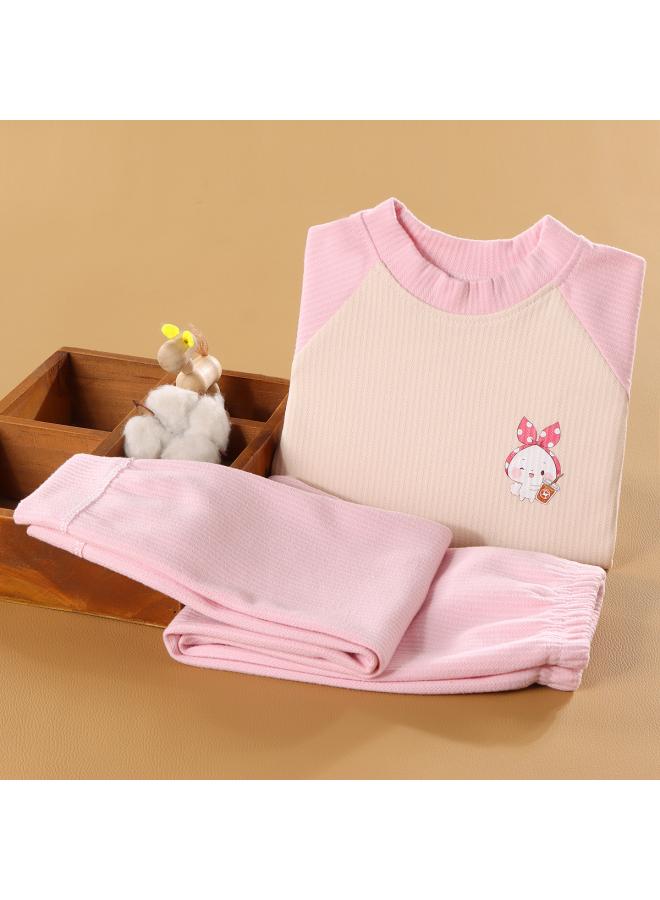 New Children's Warm Velvet Suit Boys Girls Baby Homewear Pajamas Middle And Big Children's Autumn Clothes Long Pants Children's Clothing 