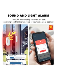 UanTii Smart Door Window Open/Close Detector with Light Sound Alarm, Tuya WIFI Wireless Door Contactor Alarm Sensor, Smart Life App Monitor  - Image 3