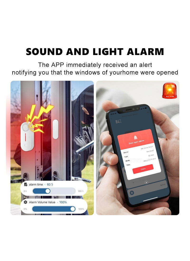 UanTii - Smart Door Window Open/Close Detector with Light Sound Alarm, Tuya WIFI Wireless Door Contactor Alarm Sensor, Smart Life App Monitor - Image 1