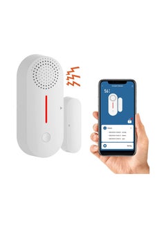 Smart Door Window Open/Close Detector with Light Sound Alarm, Tuya WIFI Wireless Door Contactor Alarm Sensor, Smart Life App Monitor