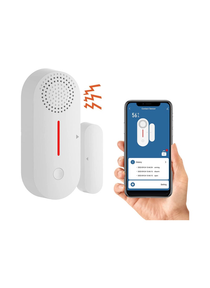UanTii - Smart Door Window Open/Close Detector with Light Sound Alarm, Tuya WIFI Wireless Door Contactor Alarm Sensor, Smart Life App Monitor - Image 1