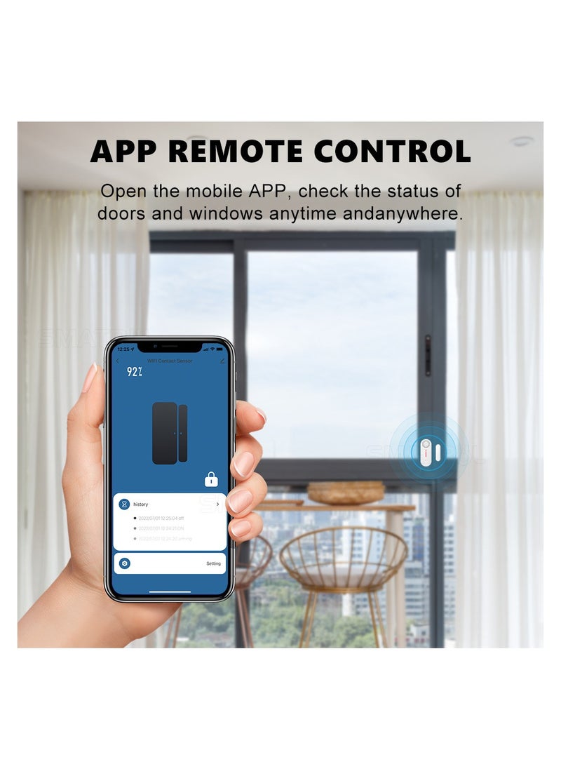 UanTii - Smart Door Window Open/Close Detector with Light Sound Alarm, Tuya WIFI Wireless Door Contactor Alarm Sensor, Smart Life App Monitor - Image 1