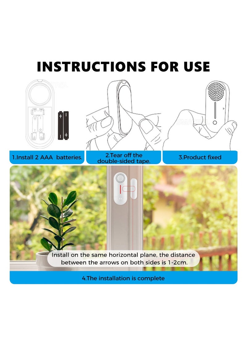 UanTii - Smart Door Window Open/Close Detector with Light Sound Alarm, Tuya WIFI Wireless Door Contactor Alarm Sensor, Smart Life App Monitor - Image 1