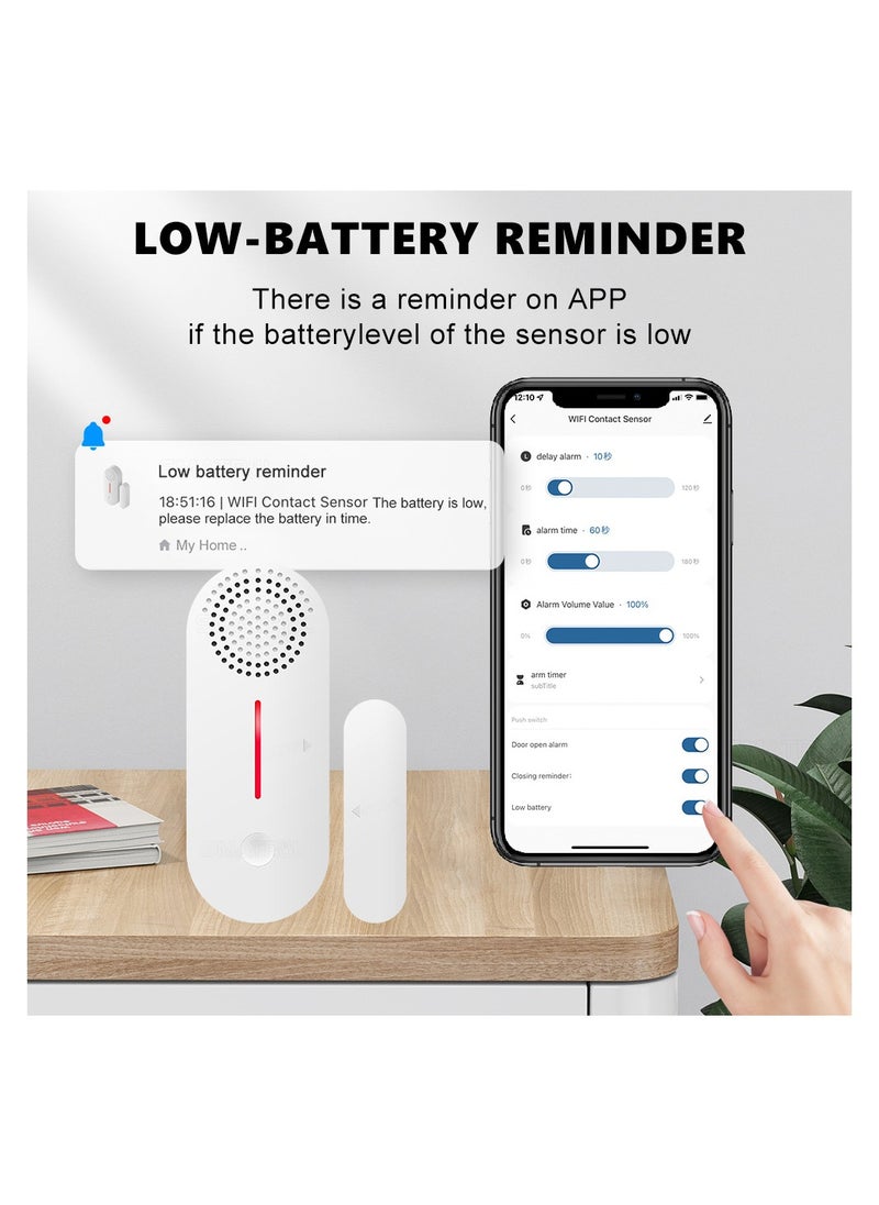 UanTii - Smart Door Window Open/Close Detector with Light Sound Alarm, Tuya WIFI Wireless Door Contactor Alarm Sensor, Smart Life App Monitor - Image 1