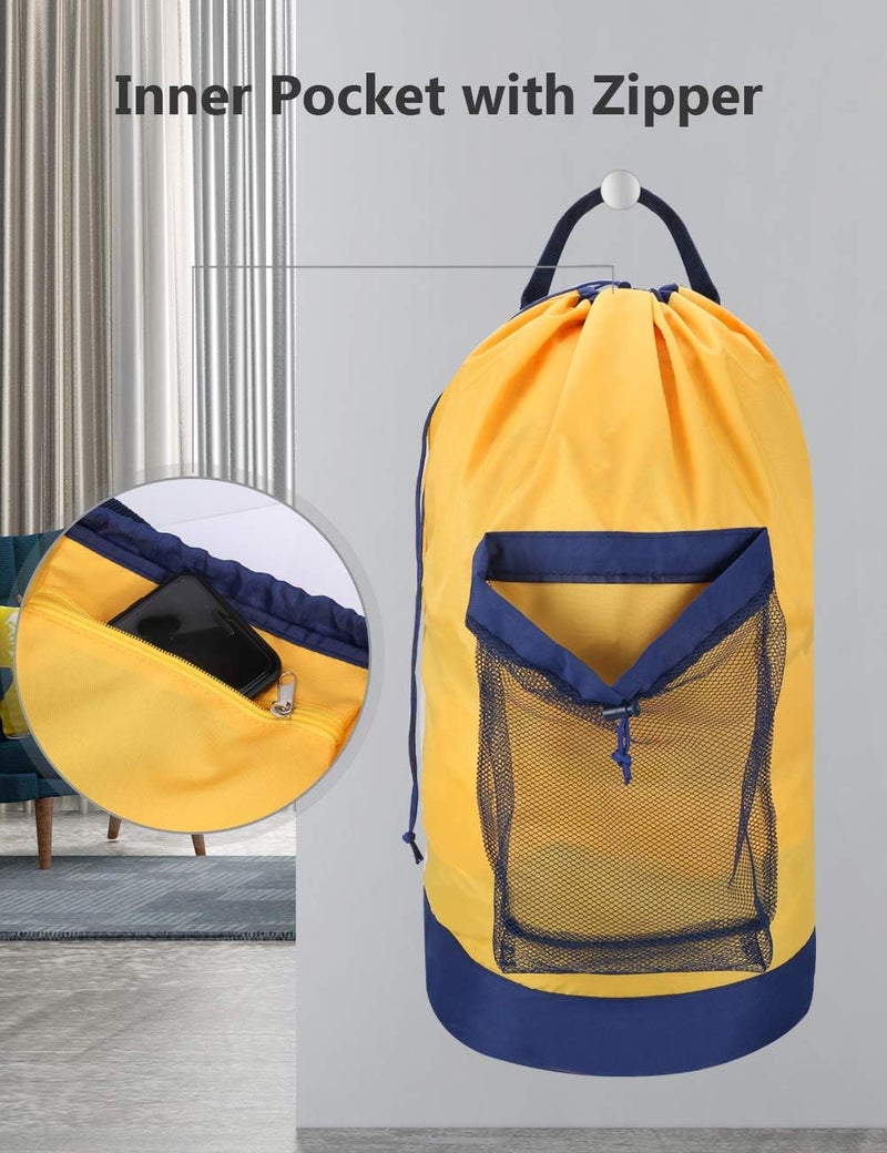 Dalykate Backpack Laundry Bag, Laundry Backpack with Shoulder Straps and Mesh Pocket Durable Nylon Backpack Clothes Hamper Bag with Drawstring Closure for College, Travel, Laundromat, Apartment - Image 4
