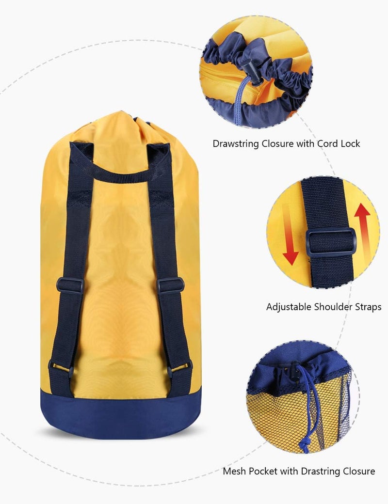 Dalykate Backpack Laundry Bag, Laundry Backpack with Shoulder Straps and Mesh Pocket Durable Nylon Backpack Clothes Hamper Bag with Drawstring Closure for College, Travel, Laundromat, Apartment - Image 3