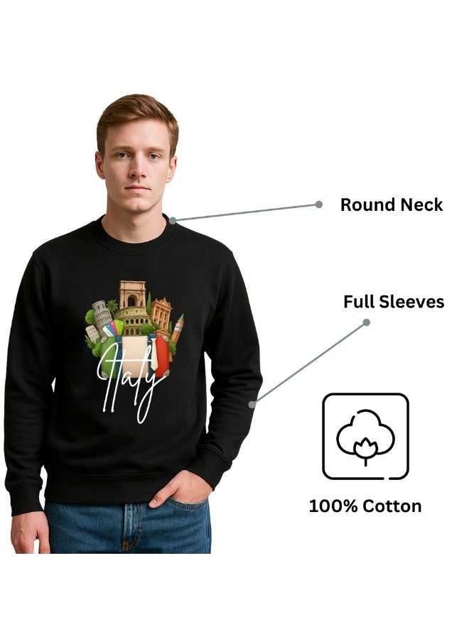 PRINTSHOP4ME Italy Men’s Sweatshirt–Printed Italy Graphic Design–Long Sleeve Soft Cotton Sweatshirt–Comfortable And Stylish For Travel, Casual Wear&Outdoor Use  - Image 5