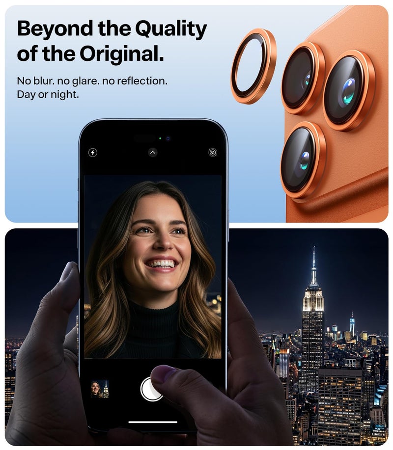 Mr Shield Mr.Shield Top-Notch 3D Camera Lens Protector Ring For iPhone 17 Pro Max | 17 Pro, 1:1 Keep Original Lens Design and Color, 9H Hardness, Easy Installation - Cosmic Orange - Image 3