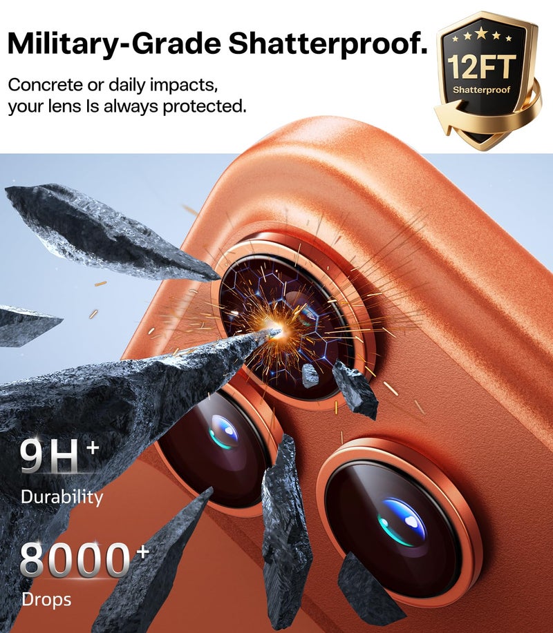 Mr Shield Mr.Shield Top-Notch 3D Camera Lens Protector Ring For iPhone 17 Pro Max | 17 Pro, 1:1 Keep Original Lens Design and Color, 9H Hardness, Easy Installation - Cosmic Orange - Image 4