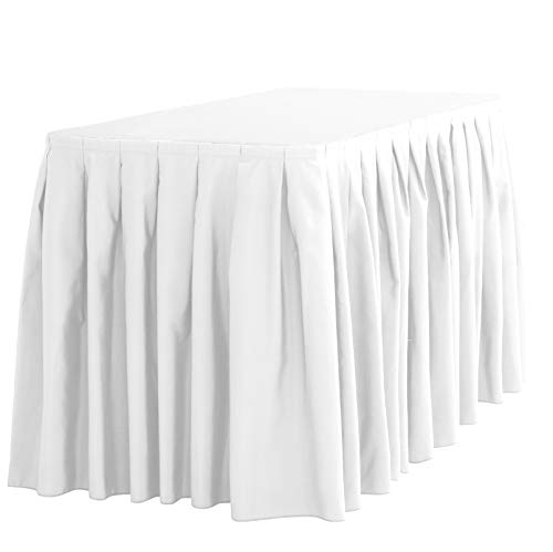 LTC LINENS Table Skirt White for 4 Feet Rectangular or 48 Inch Round Table - 14 ft Pleated Table Skirting Cloth Polyester for Banquet, Wedding - Image 5