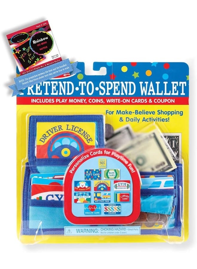Melissa & Doug Pretend-To-Spend Wallet Bundle With 1 Theme Compatible M&D Scratch Fun Mini-Pad (02388)  - Image 1