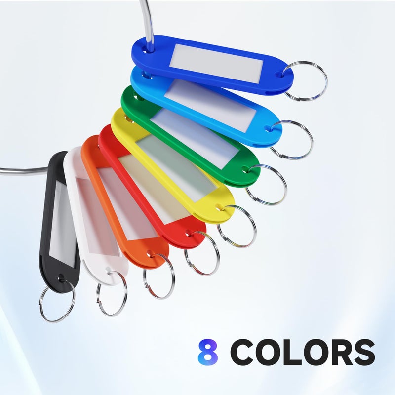 Teskyer 56 Pack Plastic Key Tags with Key Chain Ring, Writeable Key Label Tags - 8 Colors - Image 2