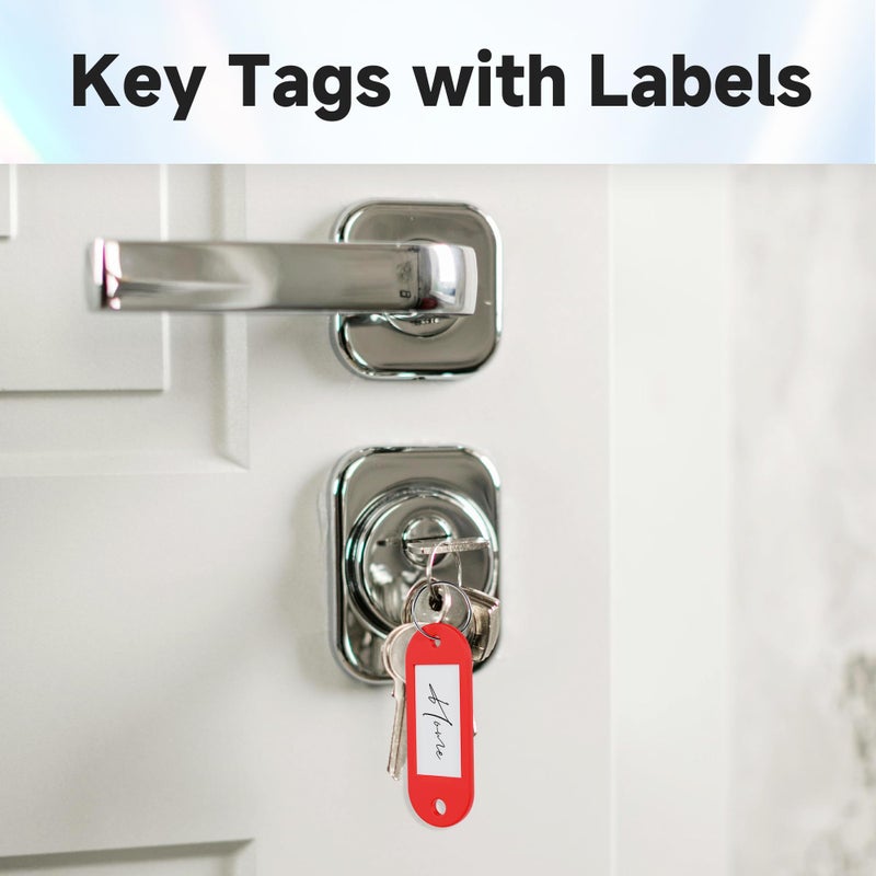 Teskyer 56 Pack Plastic Key Tags with Key Chain Ring, Writeable Key Label Tags - 8 Colors - Image 4