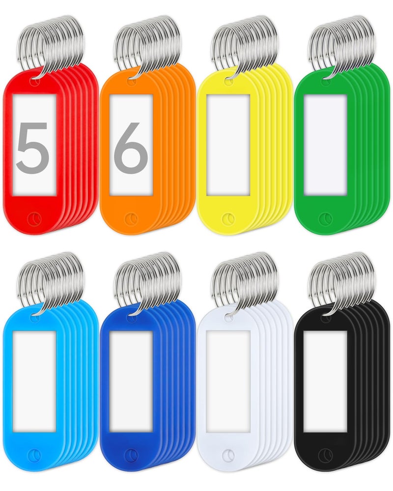 Teskyer 56 Pack Plastic Key Tags with Key Chain Ring, Writeable Key Label Tags - 8 Colors - Image 1