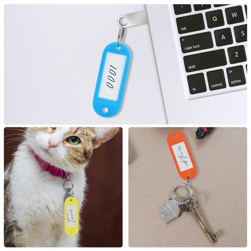 Teskyer 56 Pack Plastic Key Tags with Key Chain Ring, Writeable Key Label Tags - 8 Colors - Image 5