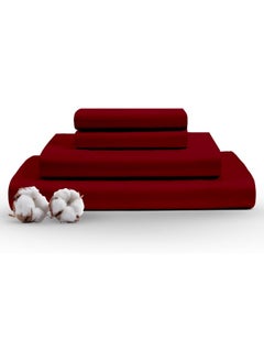 1000 Thread Count Egyptian Cotton Sheets King Size, 4 Piece Bedding Set, 16'' Deep Pocket King Sheet Set, Ultra Soft King Size Sheets Set, Sateen Weave Sheets, Long Staple Bedding Sheets - Burgundy