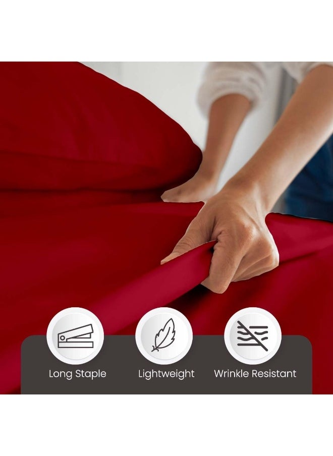 Generic - 1000 Thread Count Egyptian Cotton Sheets King Size, 4 Piece Bedding Set, 16'' Deep Pocket King Sheet Set, Ultra Soft King Size Sheets Set, Sateen Weave Sheets, Long Staple Bedding Sheets - Burgundy - Image 1