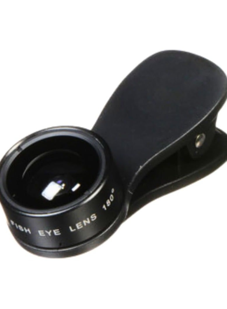 3 in 1 Cell Phone Camera Lens Kit, Fisheye, Wide Angle, Macro Lens, Smartphone Clip and Camera Lens for Travel, Portrait and Landscape, Optics for Amazing Photography (Black) - Image 1
