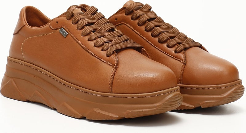 Gönderi(r) Gön Genuine Leather Round Toe Wedge Sole Lace-Up Women's Sneaker 24166  - Image 2