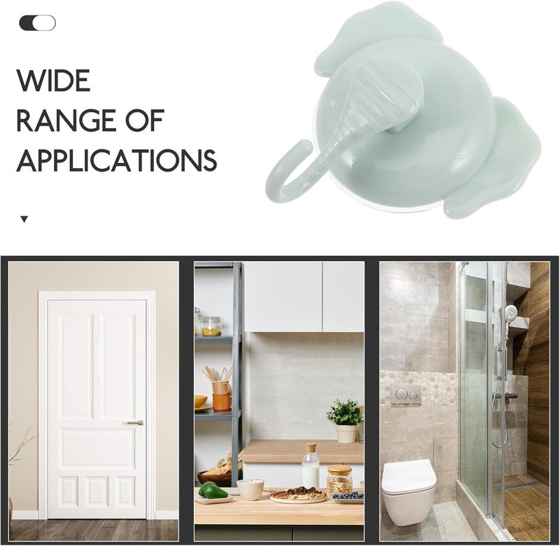 Ciieeo Cute Elephant Suction Cup Hook 1pcs Green Plastic Shower Suction Hooks Heavy Duty Bathroom Towel Hanger for Kitchen Wall Glass Bathroom Organization - Image 3