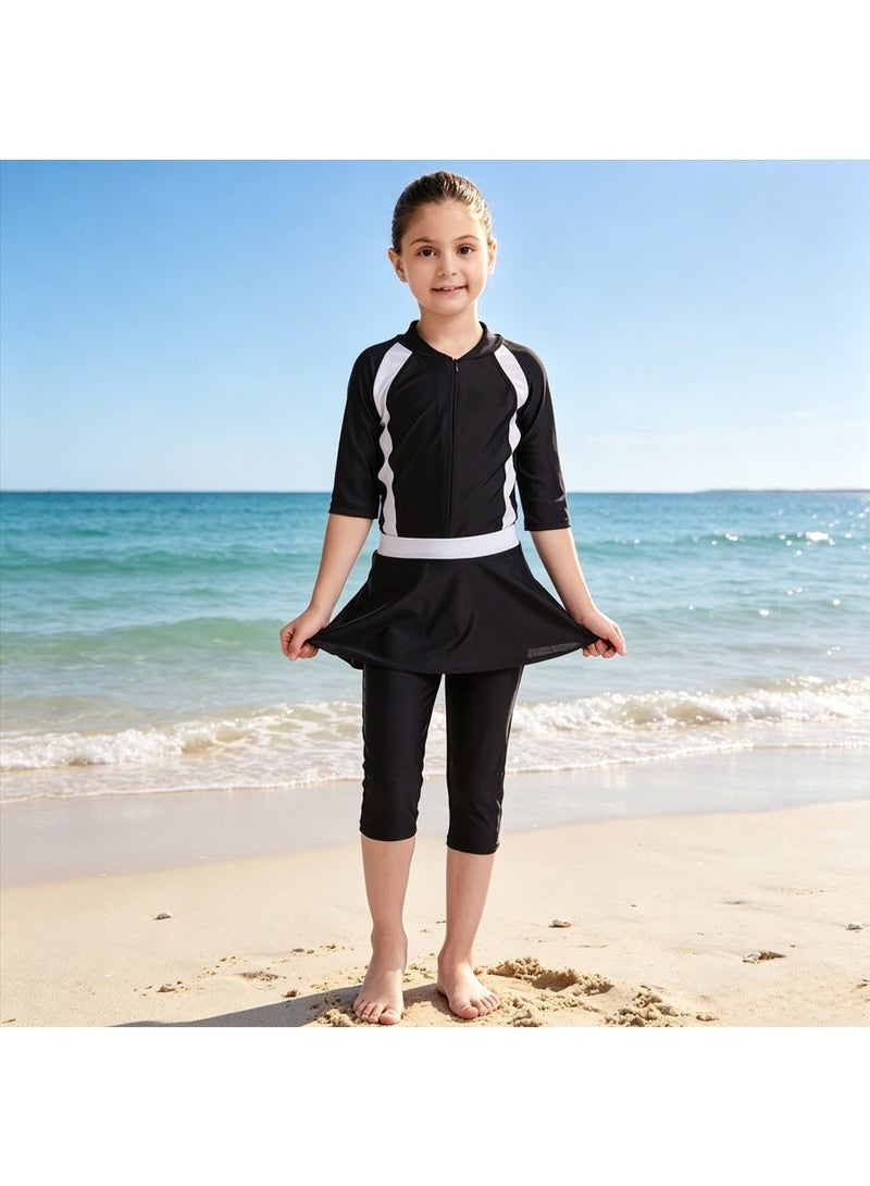 Girls Modest Muslim Burkini Swimwear Kids Full Coverage Conservative Swimming Suit Quick Dry Sun Protection Swimsuit with Swim Cap - Image 1