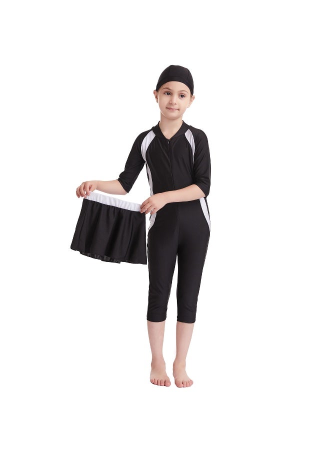 Girls Modest Muslim Burkini Swimwear Kids Full Coverage Conservative Swimming Suit Quick Dry Sun Protection Swimsuit with Swim Cap - Image 4