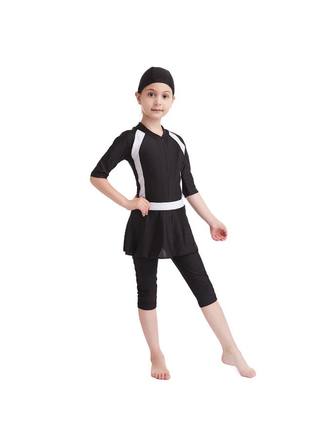 Girls Modest Muslim Burkini Swimwear Kids Full Coverage Conservative Swimming Suit Quick Dry Sun Protection Swimsuit with Swim Cap - Image 3
