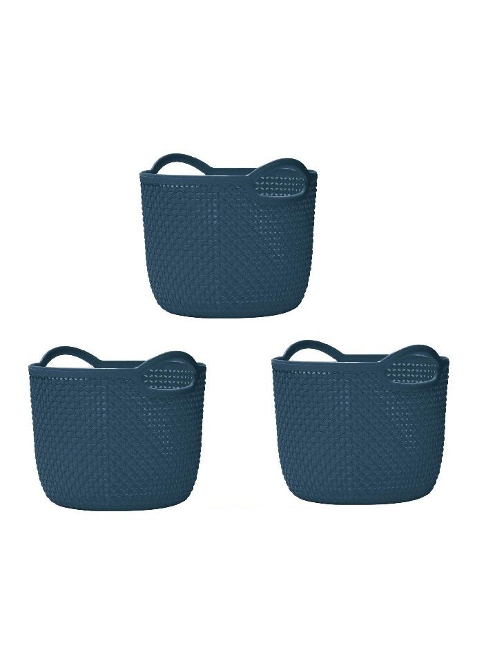 Alissa Set of 3 Compact Plastic Storage Baskets – Durable, Stackable Organizers with Open Handles – 16.5x12.3x12cm – Ideal for Kitchen, Bathroom & Office Use  - Image 1