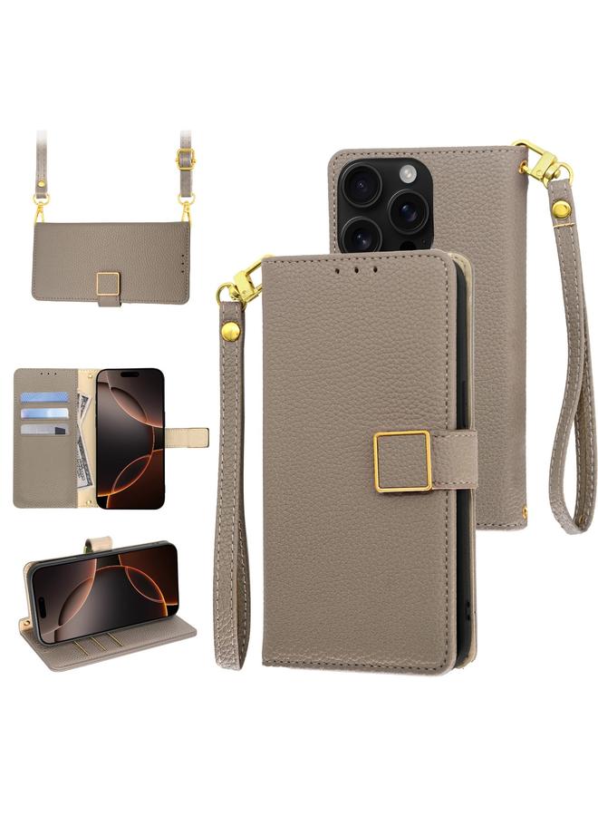 S-TOP Case For iPhone 16 Pro Max Crossbody Litchi Texture Square Buckle Leather Phone Case - Image 1