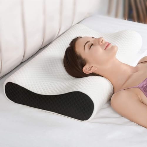 CUSHIO Cervical Memory Foam Pillow | Contour Memory Foam Orthopedic Pillow for Neck & Shoulder Pain Relief with Dual Height - Removable Zipper Cover (Standard Size 19"x12") - Image 2