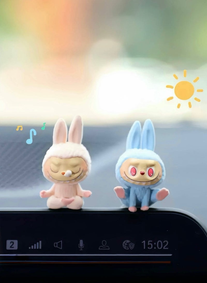 Generic 2 Piece Cute Pink & Blue Labubu Car Dashboard Decor – Adorable Gift Ornament for Friends and Loved Ones  - Image 1