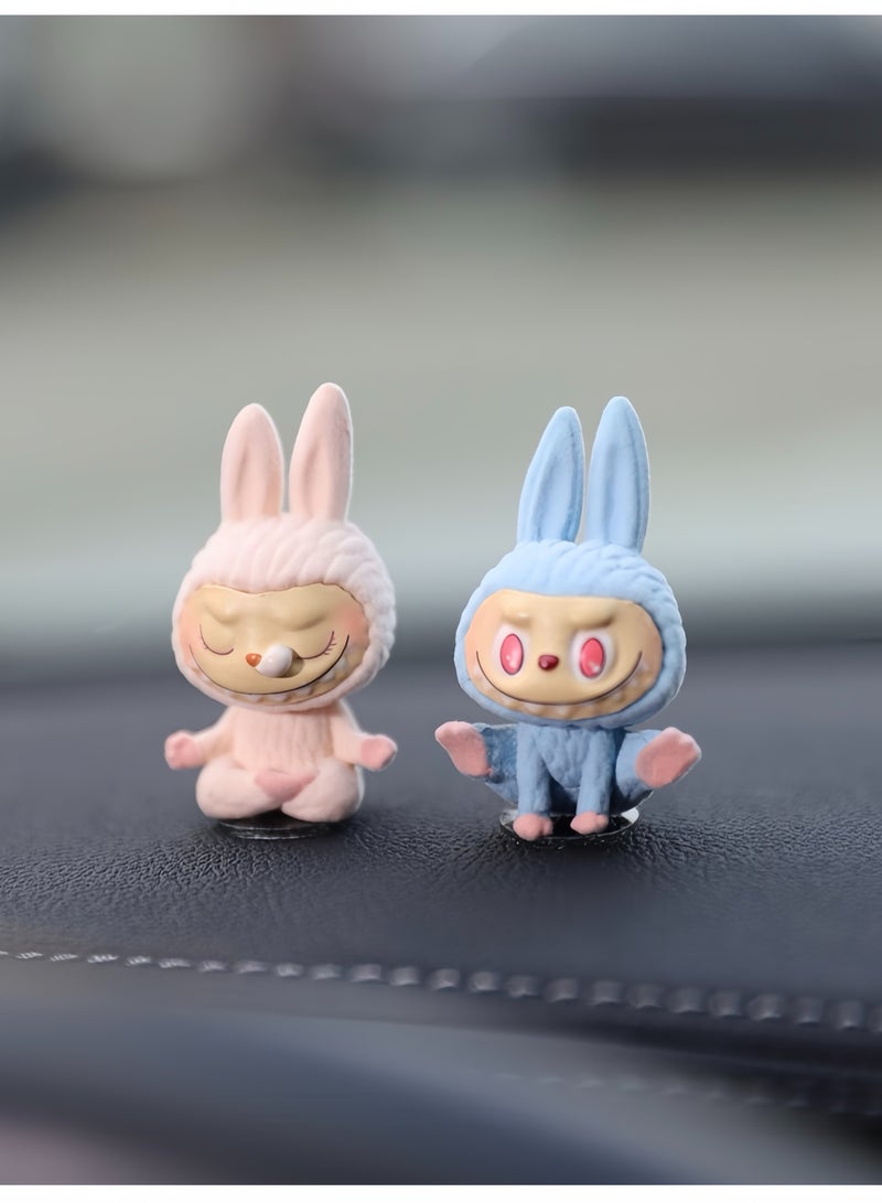 Generic 2 Piece Cute Pink & Blue Labubu Car Dashboard Decor – Adorable Gift Ornament for Friends and Loved Ones  - Image 2