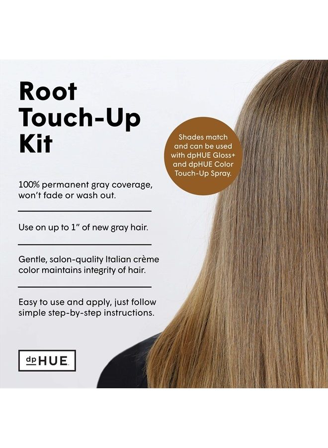 dpHUE طقم لمسة جذر - أشقر داكن، 2 تطبيقات - حل دائم لتغطية الشعر الرمادي والجذور - لون شعر كريمي بجودة صالون، منخفض الأمونيا، مصنوع في إيطاليا - Image 3